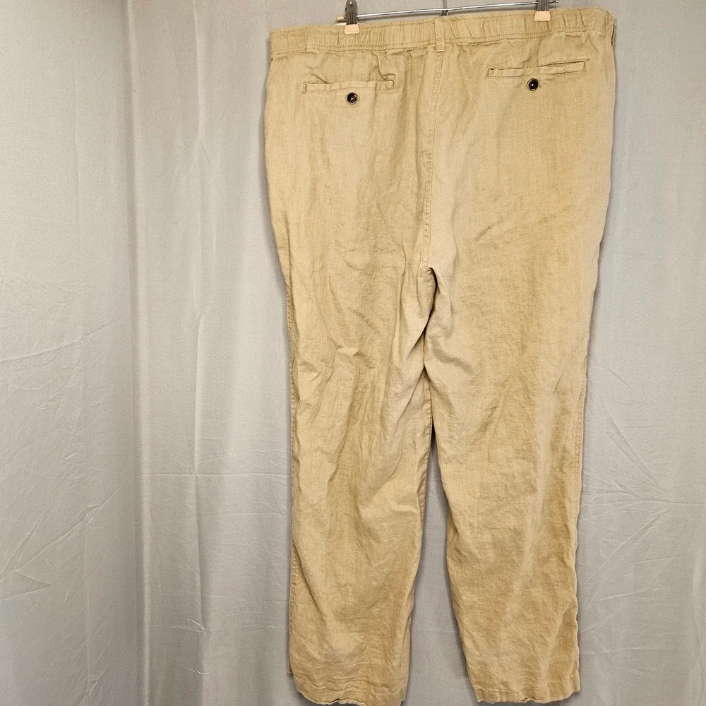 28 Palms 100% Linen Drawstring Pants Mens XXL 30 Tan Khaki Beach Relaxed Summer